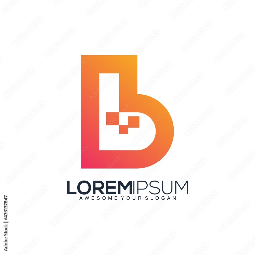 Letter B technology colorfull gradient logo