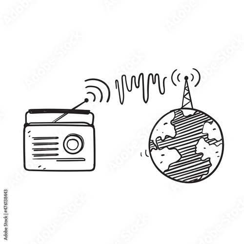 hand drawn doodle world radio day illustration icon isolated