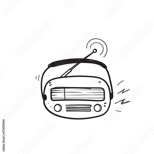 hand drawn doodle world radio day illustration icon isolated