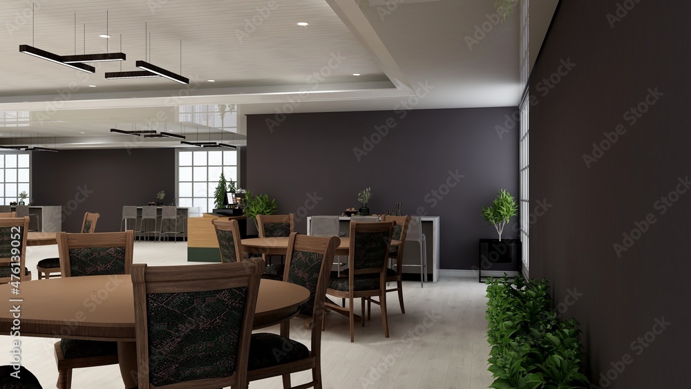 luxury restaurant 3d design interior for wall mockup