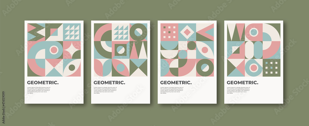 Abstract design cover collection in bauhaus style
