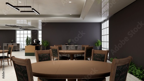 luxury restaurant 3d design interior for wall mockup © Ayyathullah Ahmad