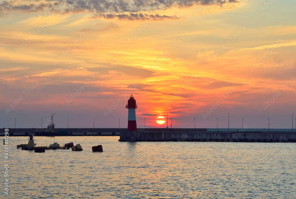Sea lighthouse at sunset