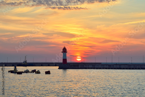 Sea lighthouse at sunset
