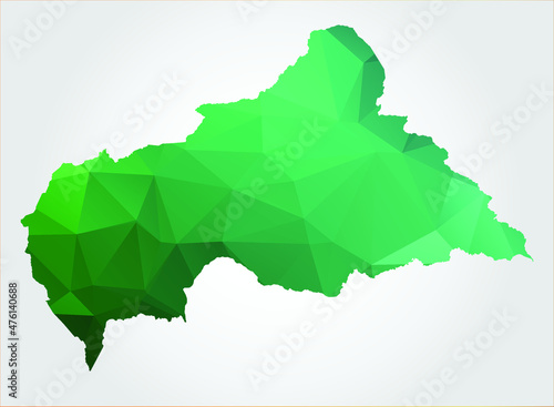 Central African Republic Map Green Color on white background polygonal