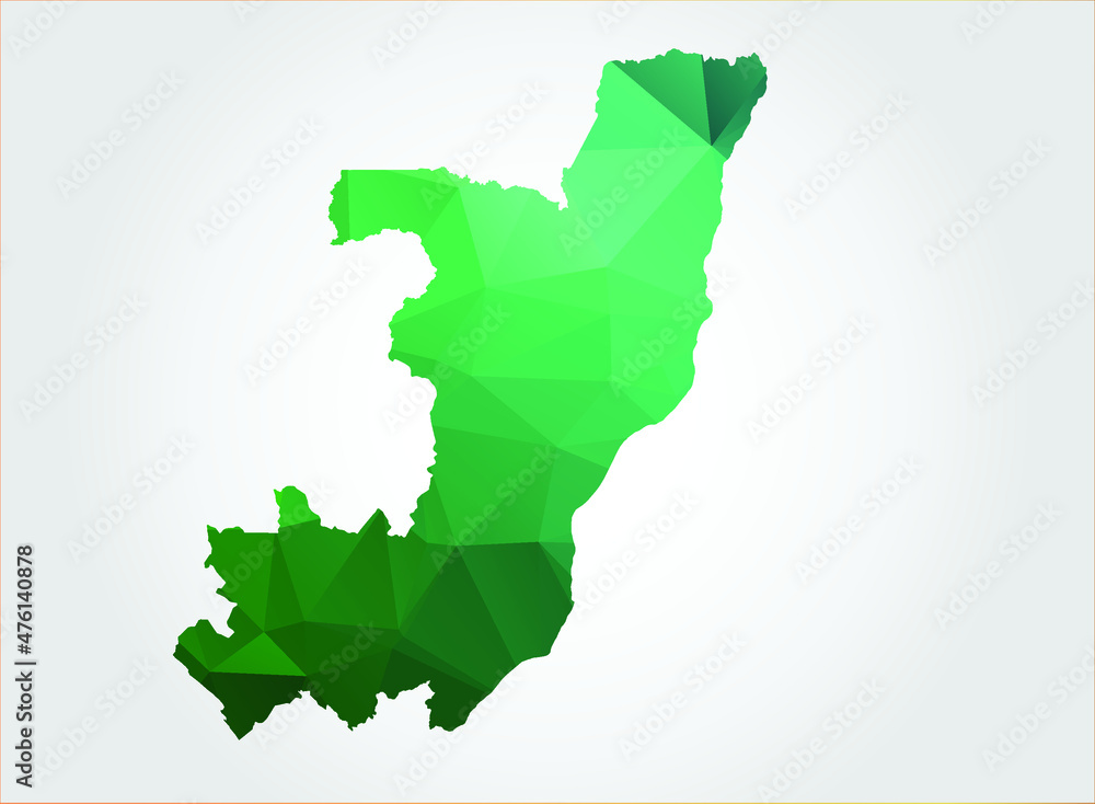Congo Map Green Color on white background polygonal