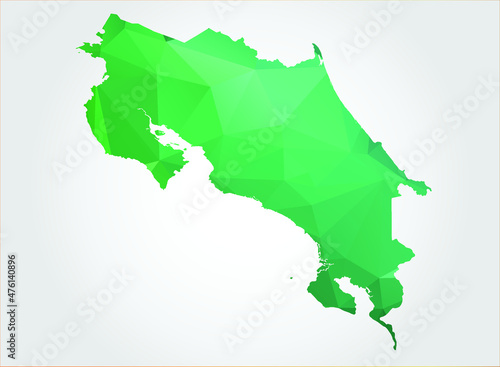 Costa Rica Map Green Color on white background polygonal