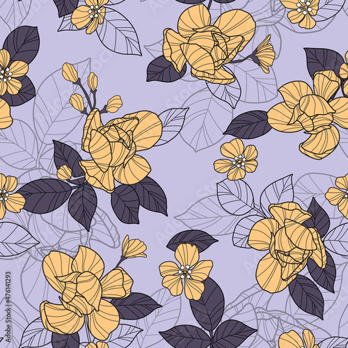 flower design - seamless vector repeat pattern, use it for wrappings, fabric, packaging and other print and design projects
