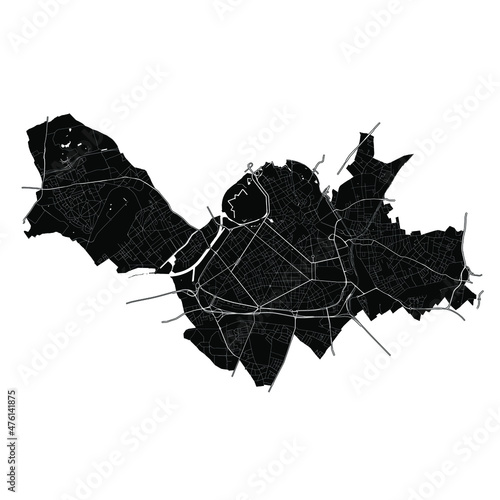 Lille, Nord, France, France, Black and White high resolution vector map