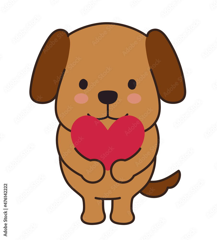 Dog with a love heart. Vector illustration isolated on a white background. Dog with a love heart. Vector illustration isolated on a white background.