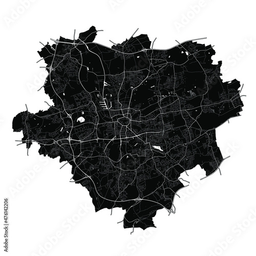 Dortmund, North Rhine-Westphalia, Germany, Germany, Black and White high resolution vector map