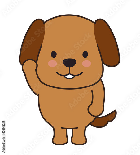 Dog waving a hand. Vector illustration isolated on a white background.