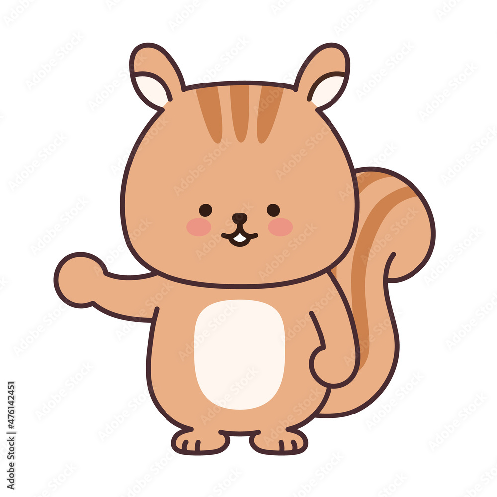 Squirrel introduces something. Vector illustration isolated on a white background. Squirrel introduces something. Vector illustration isolated on a white background.