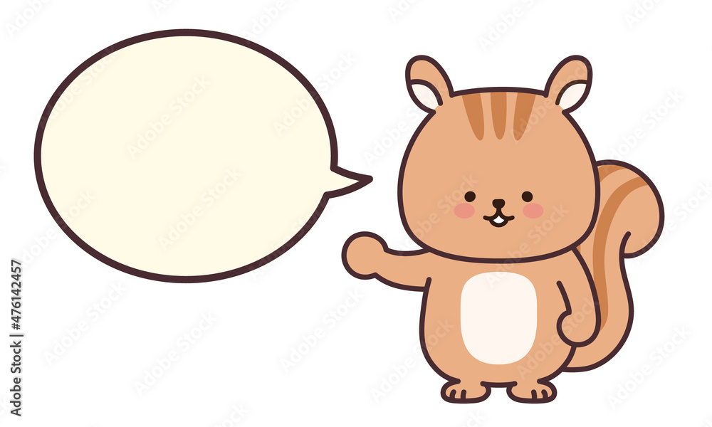 Squirrel talking to someone with a speech bubble. Vector illustration isolated on a white background. Squirrel talking to someone with a speech bubble. Vector illustration isolated on a white background.