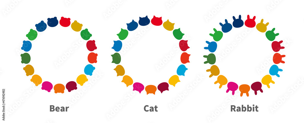 Set of various-shaped icons inspired by SDGs. Vector illustration isolated on white background. Set of various-shaped icons inspired by SDGs. Vector illustration isolated on white background.
