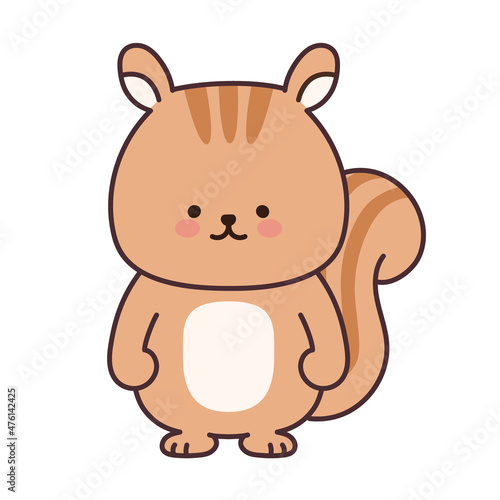 Squirrel waiting for a friend. Vector illustration isolated on a white background.