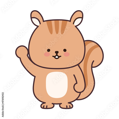 Squirrel waving a hand. Vector illustration isolated on a white background.