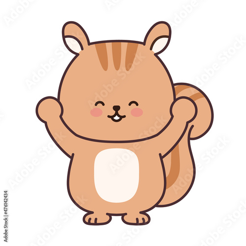 Squirrel feels great joy. Vector illustration isolated on a white background.