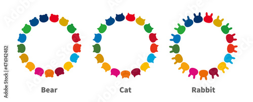 Set of various-shaped icons inspired by SDGs. Vector illustration isolated on white background.