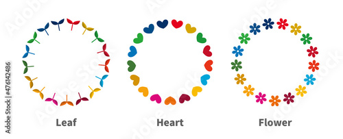 Set of various-shaped icons inspired by SDGs. Vector illustration isolated on white background.