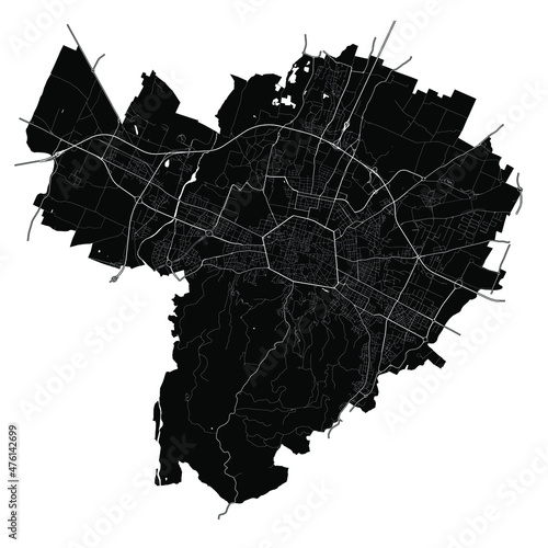 Bologna, Italy, Black and White high resolution vector map