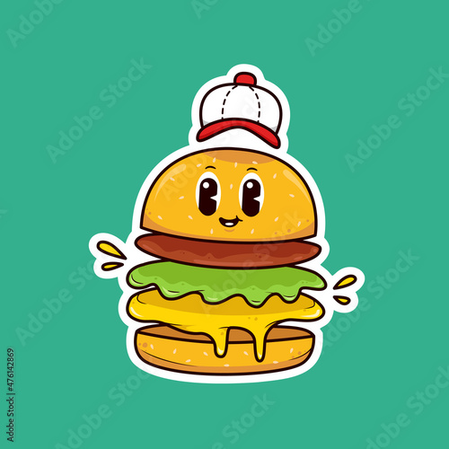 Cute burger cartoon illustration