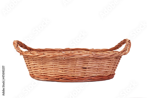 wicker basket isolated on white background