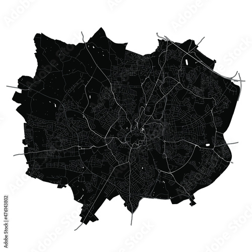 Coventry, England, Black and White high resolution vector map
