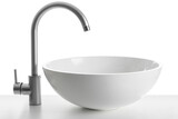 Modern sink and faucet on white background