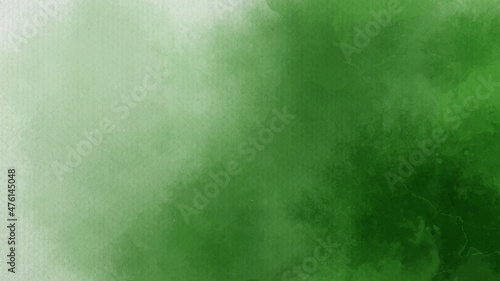 Hand painted green color with watercolor texture abstract background 