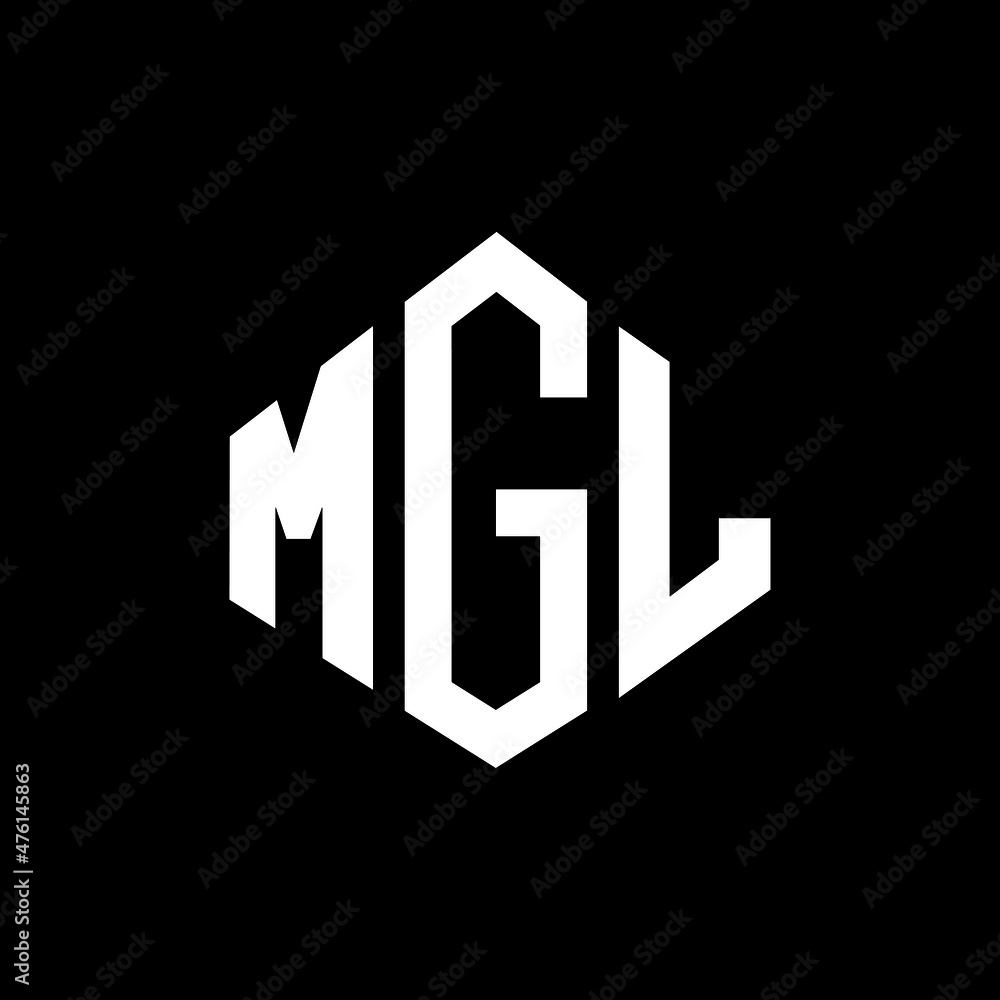 MGL letter logo design with polygon shape. MGL polygon and cube shape logo design. MGL hexagon vector logo template white and black colors. MGL monogram, business and real estate logo.
