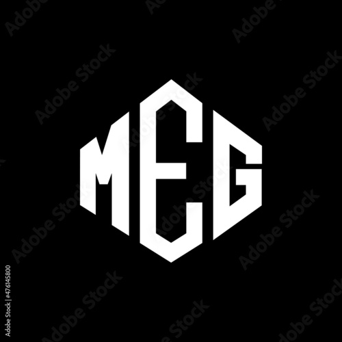 MEG letter logo design with polygon shape. MEG polygon and cube shape logo design. MEG hexagon vector logo template white and black colors. MEG monogram, business and real estate logo. photo