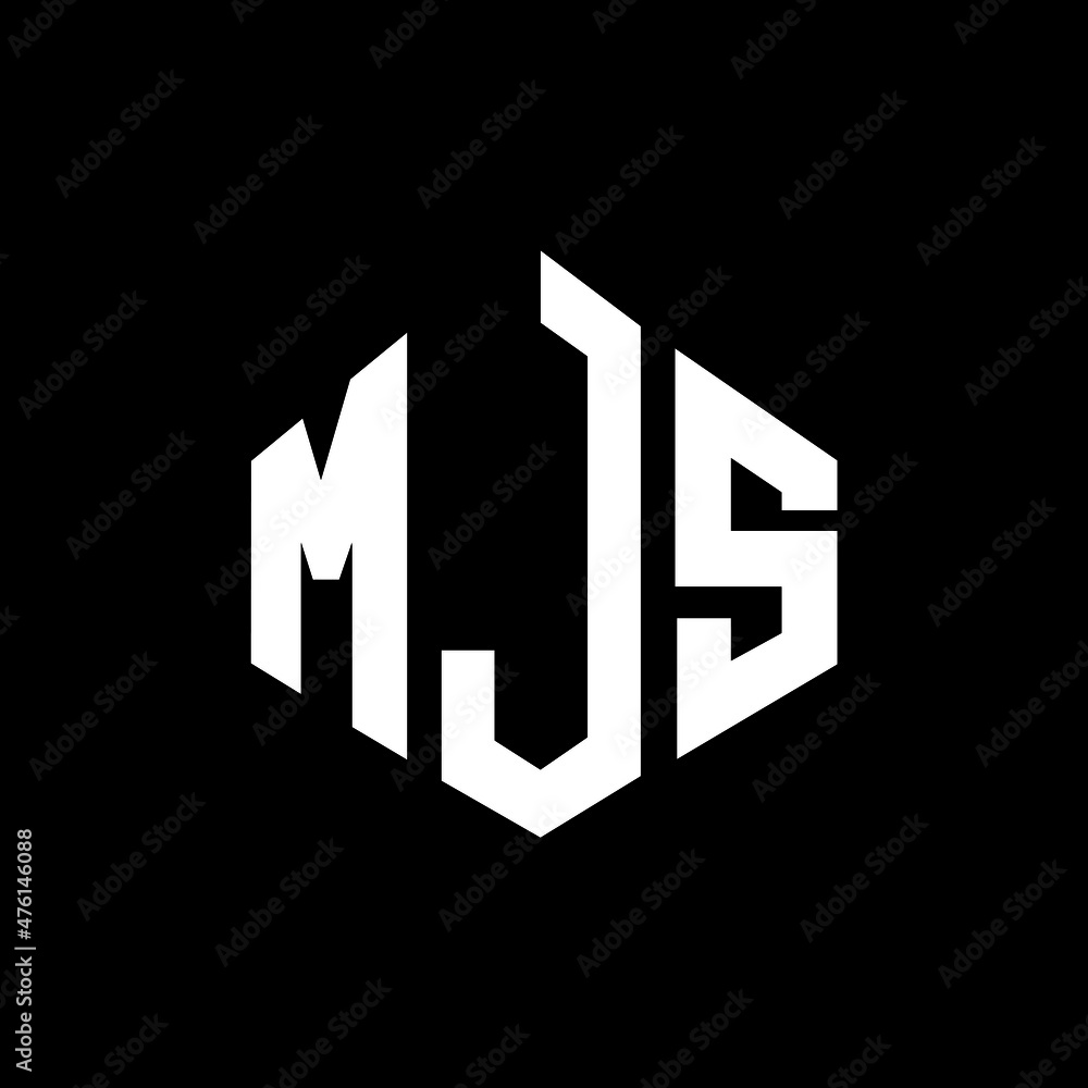MJS letter logo design with polygon shape. MJS polygon and cube shape logo design. MJS hexagon vector logo template white and black colors. MJS monogram, business and real estate logo.