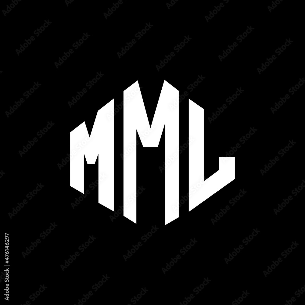 MML letter logo design with polygon shape. MML polygon and cube shape