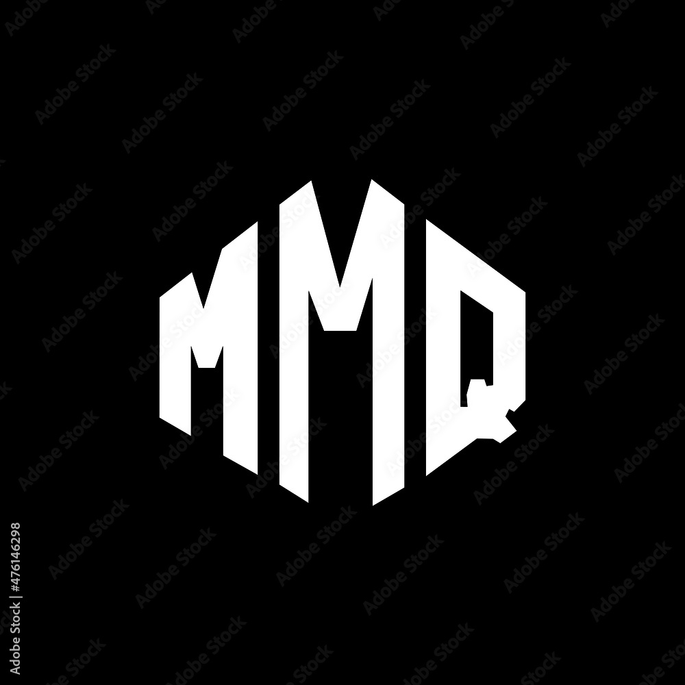 MMQ letter logo design with polygon shape. MMQ polygon and cube shape logo design. MMQ hexagon vector logo template white and black colors. MMQ monogram, business and real estate logo.