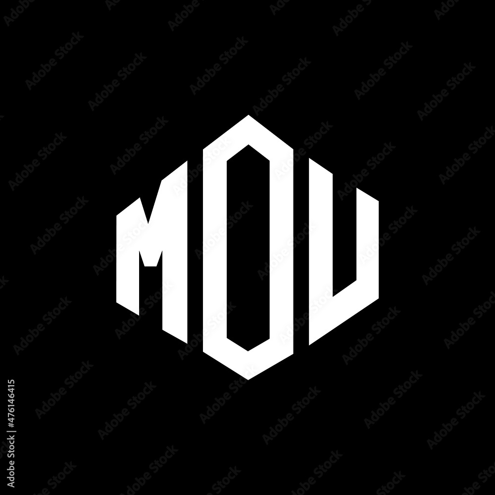 MOU letter logo design with polygon shape MOU polygon and cube shape MOU letter logo design with polygon shape MOU polygon and cube shape