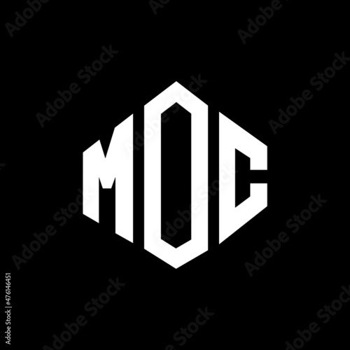 MOC letter logo design with polygon shape. MOC polygon and cube shape logo design. MOC hexagon vector logo template white and black colors. MOC monogram, business and real estate logo.
