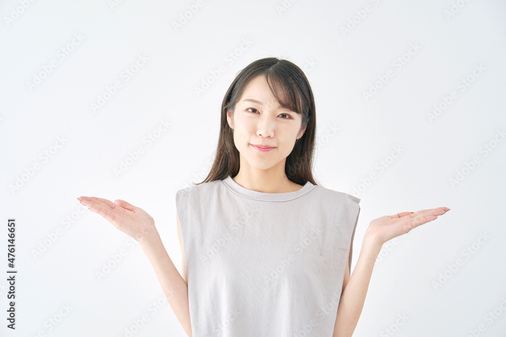 女性 案内 白背景 女性 案内 白背景