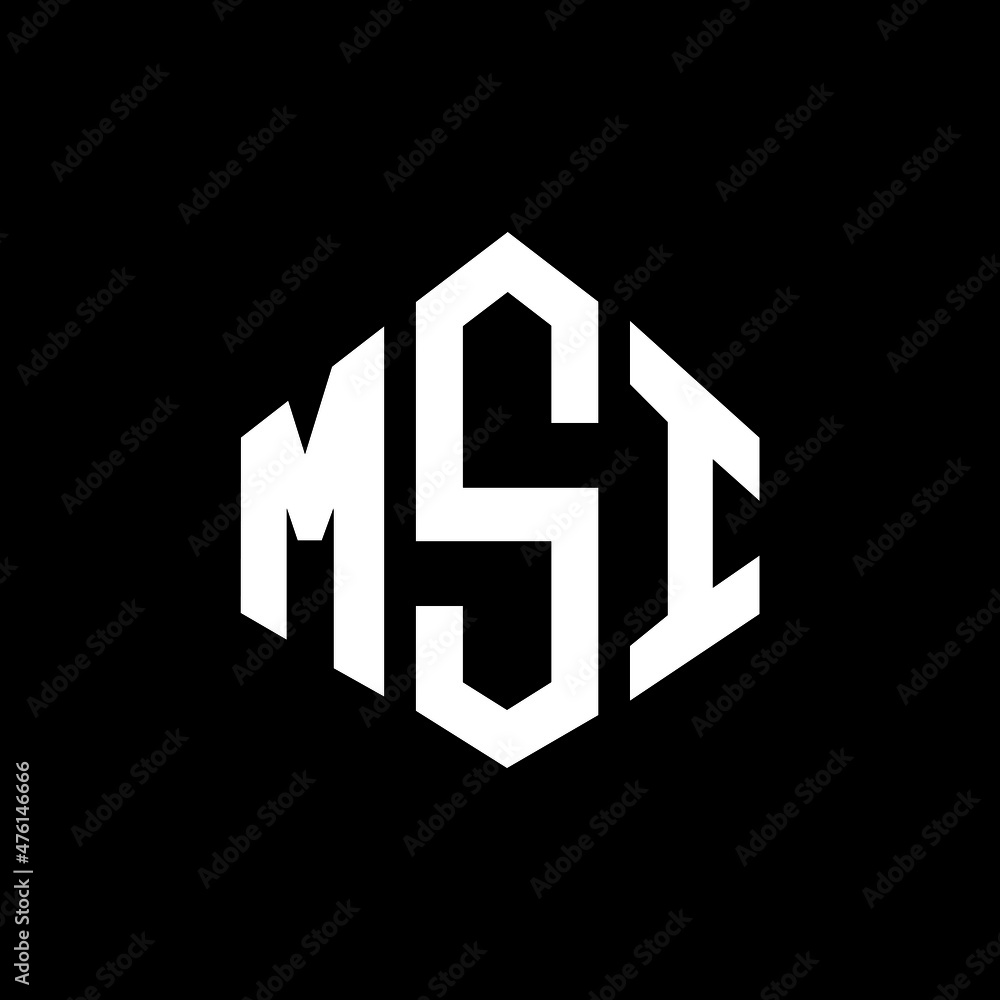 MSI letter logo design with polygon shape. MSI polygon and cube shape logo design. MSI hexagon