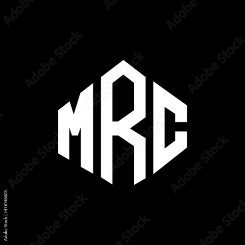 MRC letter logo design with polygon shape. MRC polygon and cube shape logo design. MRC hexagon vector logo template white and black colors. MRC monogram, business and real estate logo. photo