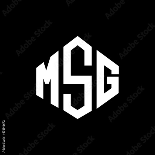 MSG letter logo design with polygon shape. MSG polygon and cube shape logo design. MSG hexagon vector logo template white and black colors. MSG monogram, business and real estate logo.