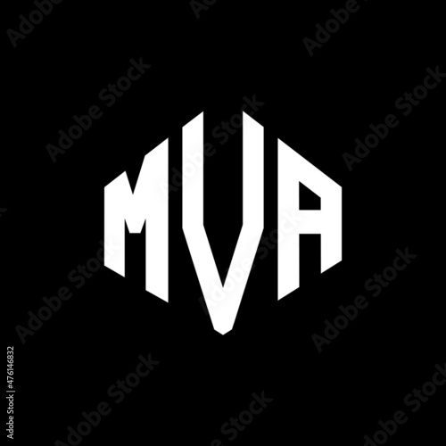 MVA letter logo design with polygon shape. MVA polygon and cube shape logo design. MVA hexagon vector logo template white and black colors. MVA monogram, business and real estate logo. photo