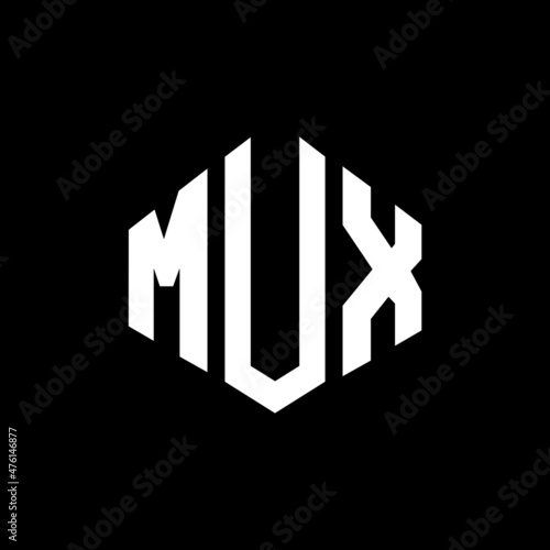 MUX letter logo design with polygon shape. MUX polygon and cube shape logo design. MUX hexagon vector logo template white and black colors. MUX monogram, business and real estate logo. photo