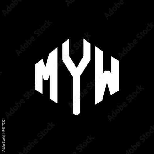 MYW letter logo design with polygon shape. MYW polygon and cube shape logo design. MYW hexagon vector logo template white and black colors. MYW monogram, business and real estate logo. © mamun25g