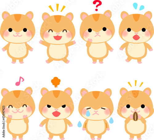 ハムスターのキャラクターのイラストセット