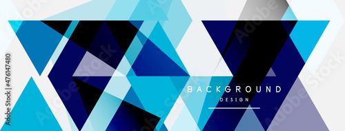 Color triangles composition, geometric abstract background. Techno or business concept, pattern for wallpaper, banner, background, landing page