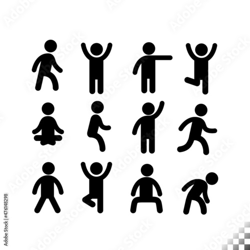 solid human bathroom icon stick figures low height with various poses