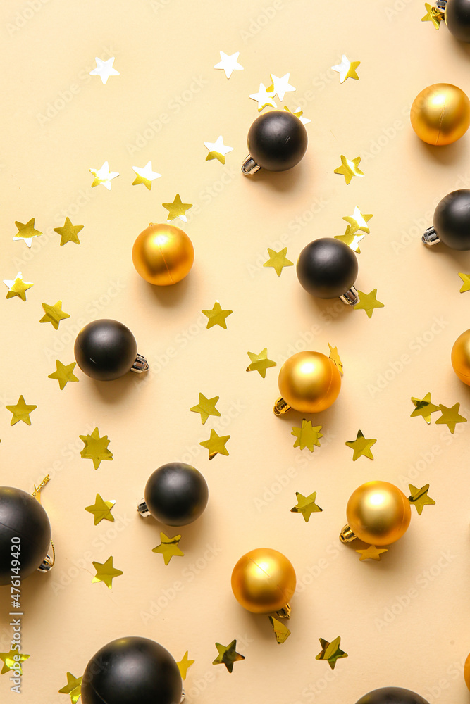 Stylish Christmas balls on beige background Stylish Christmas balls on beige background
