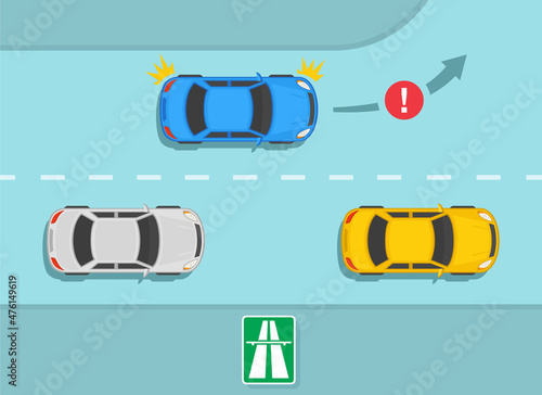 No left or u-turn on highways. Traffic rules on expressway, speedway, motorway. Turning left  is not allowed. Flat vector illustration template.