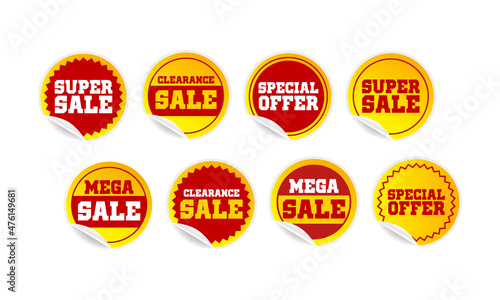 Sale Sticker Icon Set, Special Offer, Clearance Sale, Mega Sale